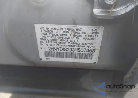 2003 Acura Mdx from USA, damaged, VIN 2HNYD18293H507458